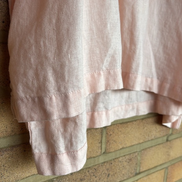 Ellen Tracy women’s 100% linen peach Cuffed Sleeve Tie Front Tunic XXL - Picture 4 of 9